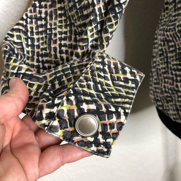 Cabi Cliffside Moto black white mulitcolor zip front blazer jacket Small #5099 - Picture 8 of 16